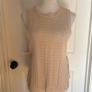 Beige Knit Sweater Vest with Side Tie | Cottagecore Y2K Minimalist
